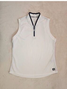 adidas White Sleeveless Polo Tank XL